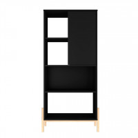Manhattan Comfort 308AMC182 Bowery Bookcase with 5 Shelves in Black and Oak